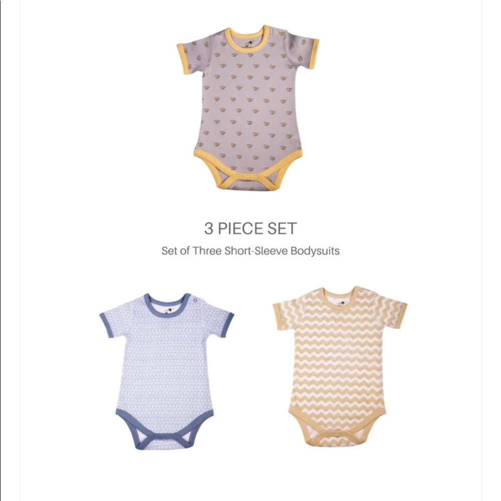SET OF BABY UNISEX ORGANIC SS BODYSUITS (3-PC SET)